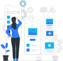 An illustration of a woman clicking the search icon