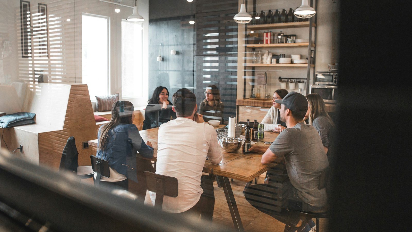 A group of a young professional meeting inside the office